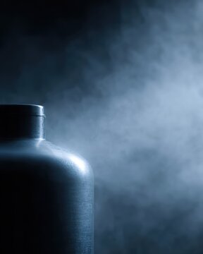 Close up of a liquid nitrogen tank with cold mist, cryopreservation in medicine