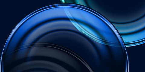 Abstract Blue Glass Circles Background with Transparent Glossy Shapes and Modern Technology Design © Muhammad