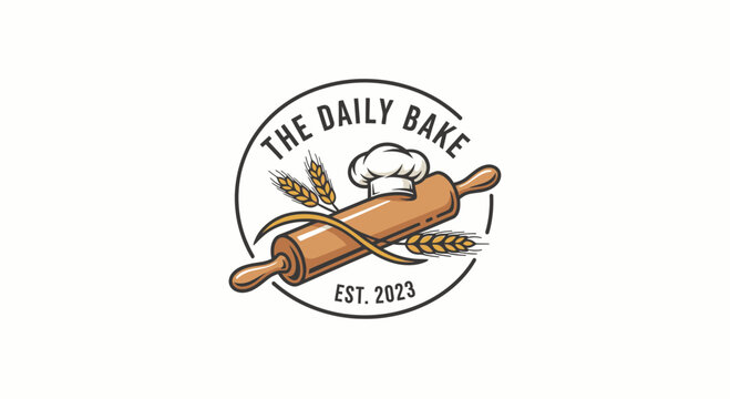 Baking logo with rolling pin.