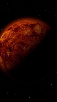 Fiery Planet Venus Space Exploration Cinematic 4 K Ultra H D Rotating Planet Surface Texture Detailed Realistic Cosmos Astronomy Science Fiction Fantasy Background Animation V F X