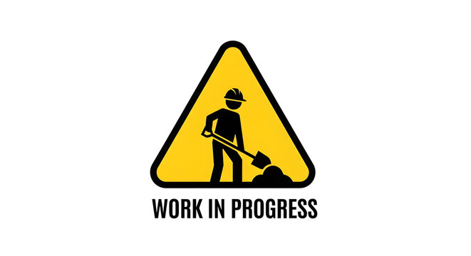 A yellow triangular warning sign featuring a person digging to indicate ongoing construction