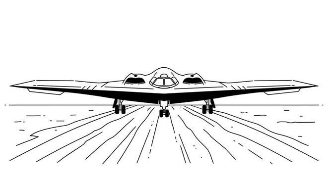 Stealth Bomber on Runway, Military Aircraft, Strategic Bomber, Aviation, Air Force