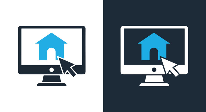 House icon set vector blue digital home - Glyph solid icon - Editable modern style icon - Modern style icon - Blue icon set