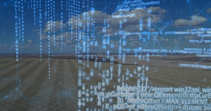 Flat field and HUD overlay responding to scan, growing code streams to visualize crops