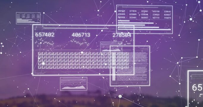 Wireframes appearing, grid panel emerging, numeric labels updating, visualizing live data flow