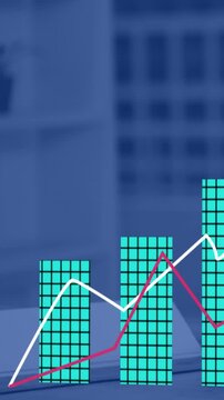 Marker appearing teal bars rising as two lines tracing, last bar turning orange showing trends