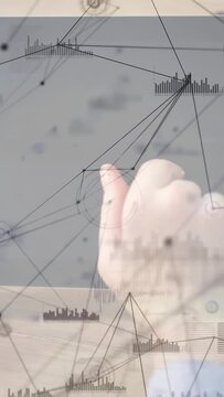 Vertical video: Finger nearing HUD starting overlays, hand turning, pinching, tapping to control