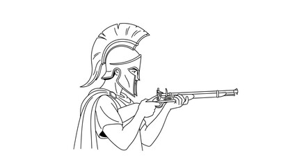 Naklejka premium Ancient Warrior with Musket Silhouette