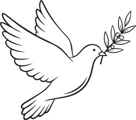 Obraz premium Vector dove with olive branch icon