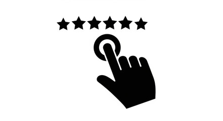 Obraz premium Hand clicking on five star rating system icon.