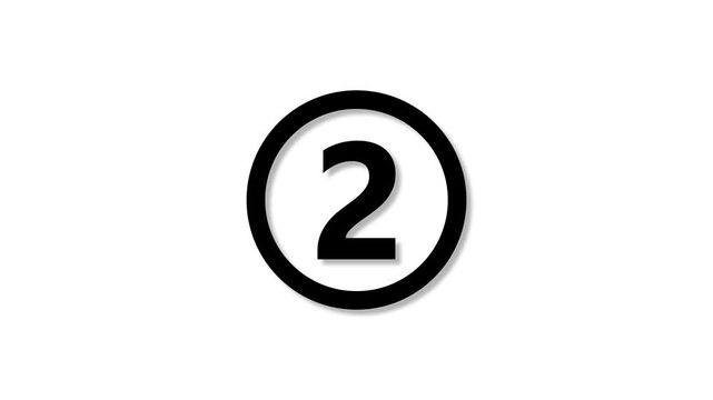 Black and white number 2 in a circular frame minimalist style numbering symbol numeral isolated on white background counting sequence