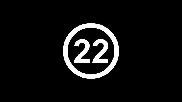 Minimalist black and white number 22 in circular frame concept for branding editorial u i