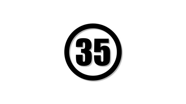 Speed limit sign 35 m p h close- up traffic regulation symbol for driving and transportation theme road safety campaigns educational