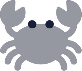 Simple Flat Style Grey Crab Illustration Seafood Animal Icon