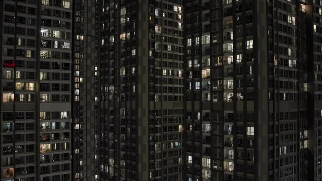 Frame Fill of Landmark 81 Apartment Building Exterior at Night