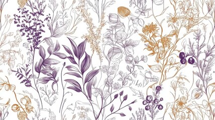 Beautiful seamless floral pattern design featuring delicate flowers and blossoms.