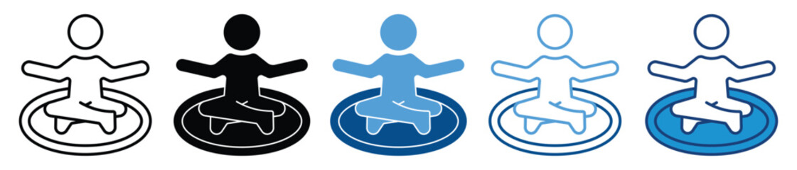 Meditation icon set in multiple style collection