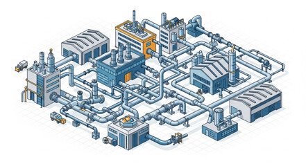 Industrial Factory Machinery Layout.