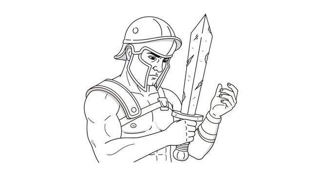 Roman Gladiator Warrior Holding Sword Ready for Battle