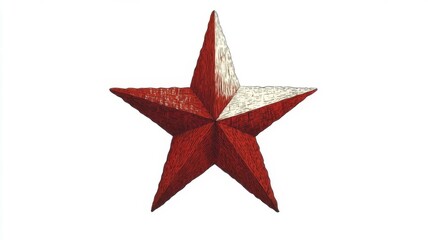 Fototapeta premium Vibrant red star emblem on clean white background for universal symbolism and design.
