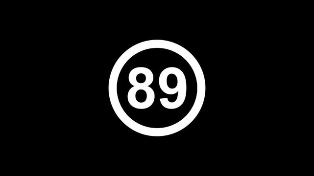 Minimalist 89 number circle on black background modern typography concept circle minimalist modern typography