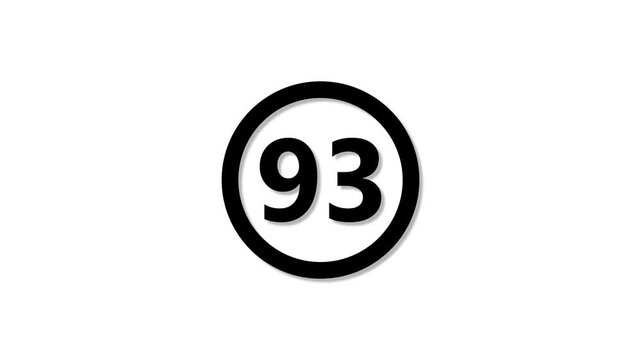 Close-up of a round black and white highway sign with number 93 prominently displayed central circular speed limit signage for road