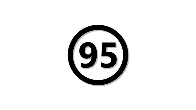 Black and white speed limit sign showing 95 km per hour closeup on modern road traffic symbol indicating maximum speed allowed on