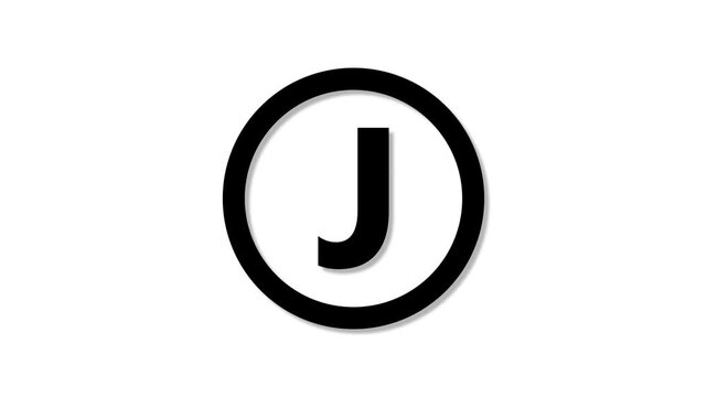 Black and white circular emblem with bold uppercase j letter typography symbol modern minimalist or for branding and corporate