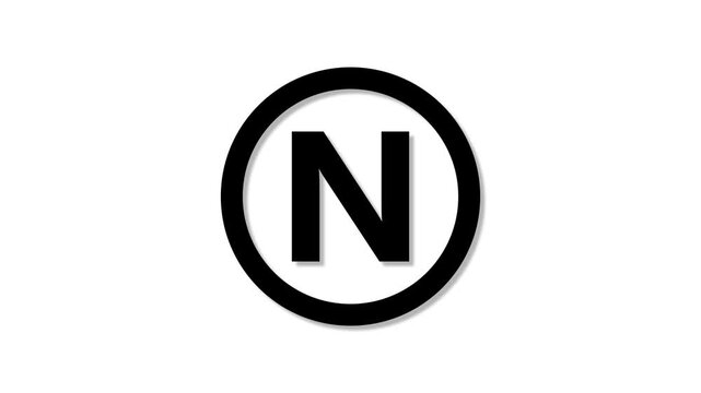Black and white animation featuring bold letter n in a circular for branding and identity intro
