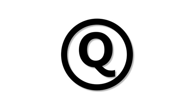 Animated black and white copyright sign spinning in a loop on isolated white background symbolizing data protection intellectual