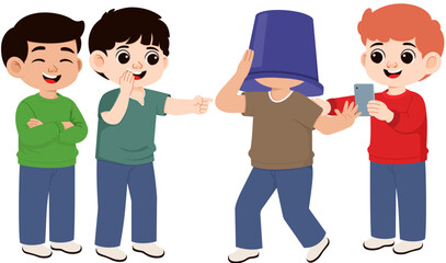 Obraz premium Illustration of Children Bullying Another Child