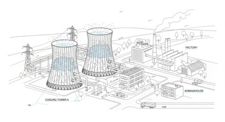 Fototapeta premium Industrial Plant Cooling Towers.