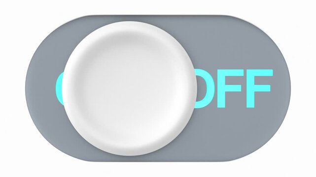 A toggle switch in the 'OFF' position with a white slider on a grey background, symbolizing power control, deactivation, or a simple user interface element.
