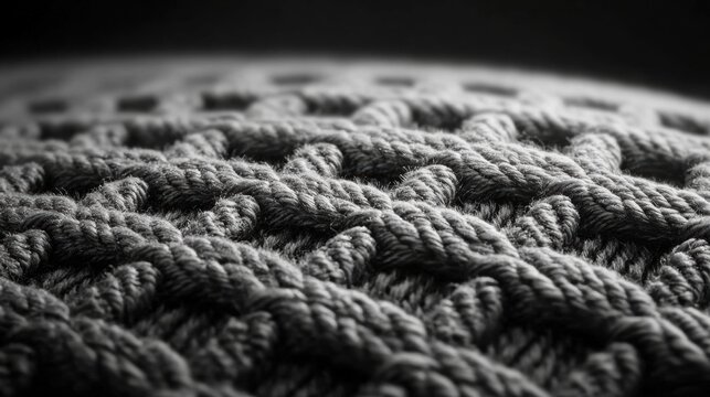 A close-up view of a knitted fabric, showcasing the intricate pattern and texture.