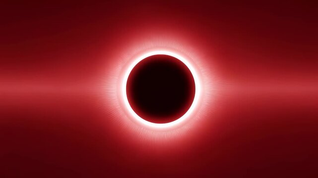 Abstract glowing black ring solar eclipse on red background
