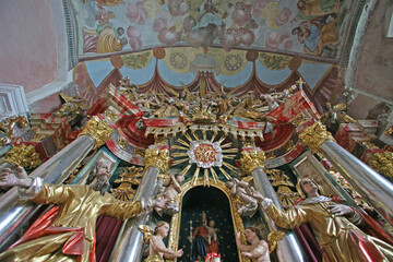 Naklejka premium Main altar in parish Church of Our Lady of snow in Kamensko, Croatia