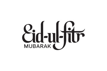 Fototapeta premium Eid ul Fitr Mubarak Typography Set – Elegant Islamic Calligraphy Lettering for Eid Festival Design