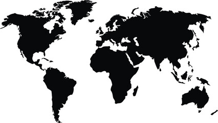 A globe black silhouette of the world map on a white background © BongoGraphix