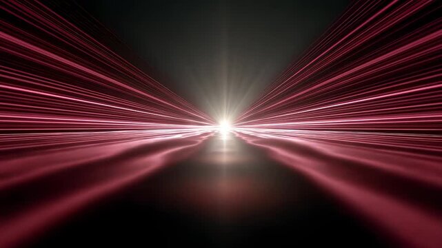 Red fiber optic lines converging to center point background