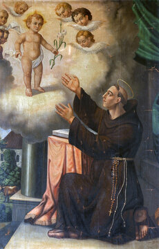 Saint Anthony of Padua, altarpiece in the Parish Church of St. John of Nepomuk in Glina, Croatia