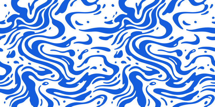 Abstract blue sea, ocean, river ripple water texture. Blue water wave isolated on transparent background. Liquid swirls and splashes pattern. Vector illustration 