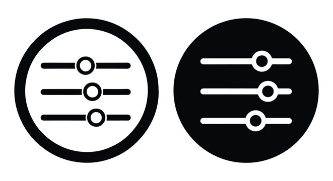 Modern Flat Toggle Switch Icons Set in Pink Circles - Line and glyph icon set - Minimalist, flat icon, outline, glyph, linear, clipart, sticker - icon set