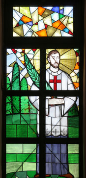 Saint Marko Krizin, stained glass window in the parish church of Saint Anthony of Padua in Sesvetska Sela, Croatia