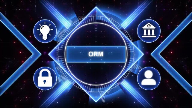 ORM, Online reputation management optimization business concept. Modern business technology interface with gears and digital network icons, 4K animation background.