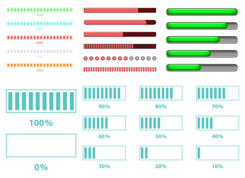 Assortment of progress bars showing different completion percentages.