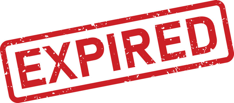 A bold red rectangular grunge rubber stamp displaying the word EXPIRED on a white clean background