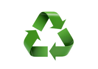 Obraz premium Green recycling symbol made of arrows on transparent background