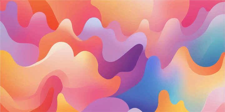 Abstract colorful background design featuring a vibrant rainbow gradient with flowing wave shapes and a smooth vector texture illustration for a modern light wallpaper backdrop