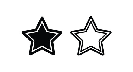 Obraz premium Black and White Star Icon Set for Designers - Line and glyph icon set - Minimalist, flat icon, outline, glyph, linear, clipart, sticker - icon set