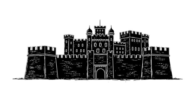 Medieval Castle Architecture Stone Structure.